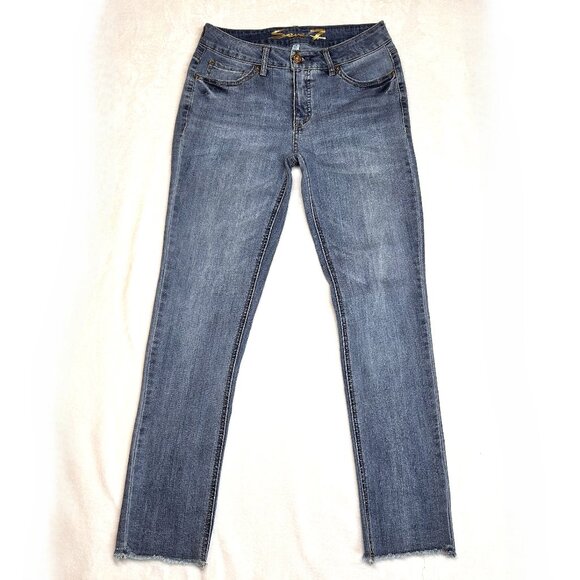 7 For All Mankind Jeans Women's Size 4 Weekend Slim Fit Raw Hem High Rise - Picture 3 of 16